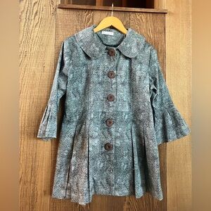 Keren Hart (Size M) Cotton Jacket Blue Grey Fun Modern Big Buttons Cottagecore